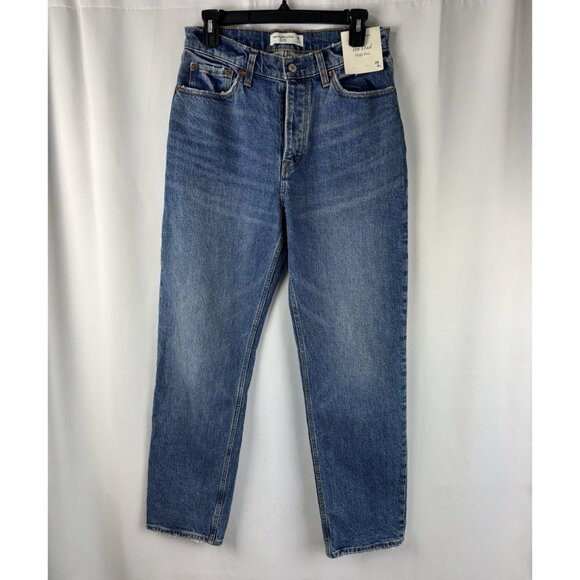 Abercrombie & Fitch The Dad High Rise Jeans 28/6R Button Fly Blue NEW - Picture 2 of 10